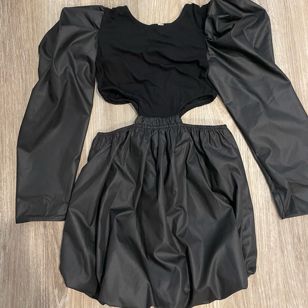 Leather and cotton dress